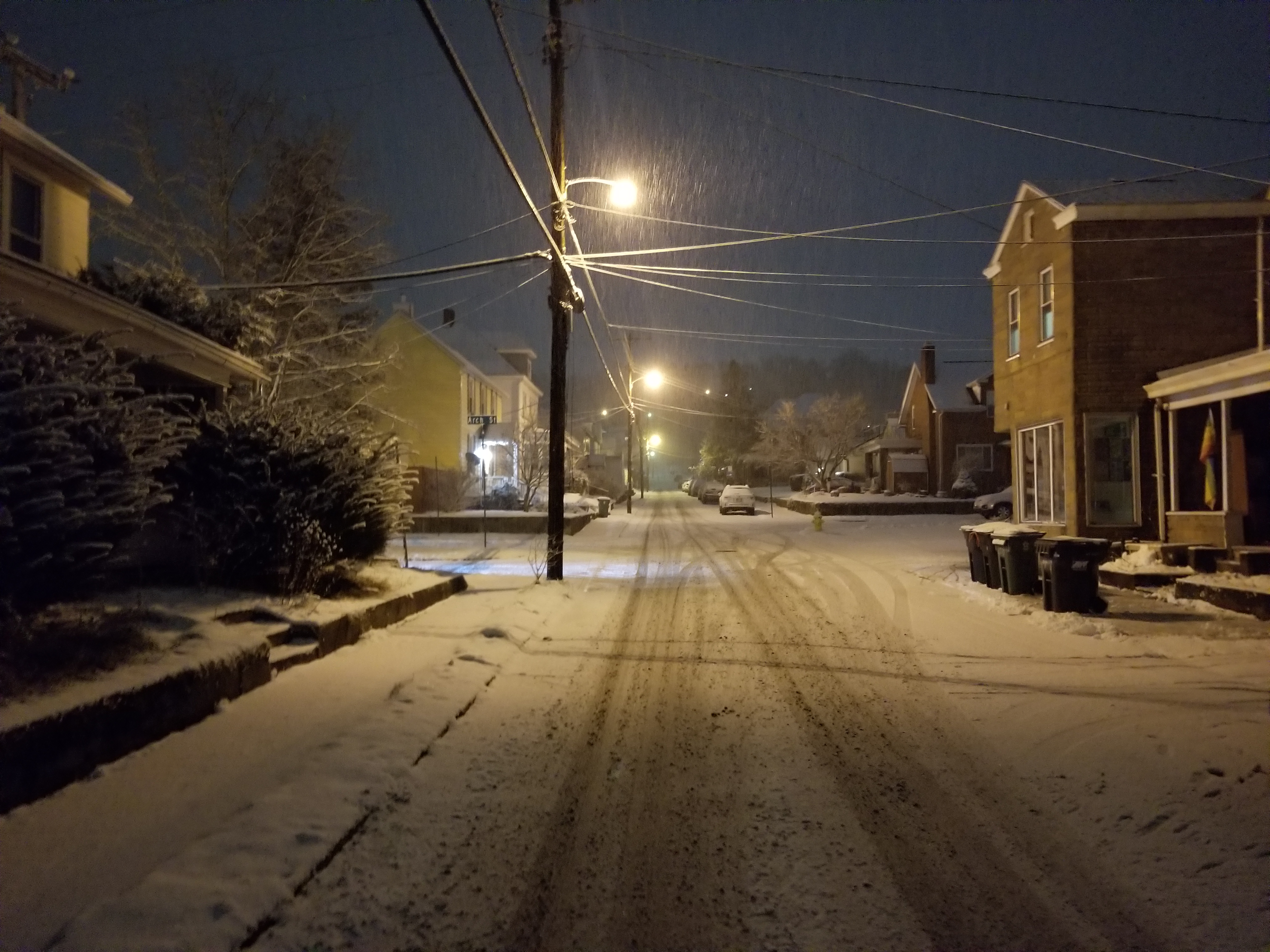 Night snow
